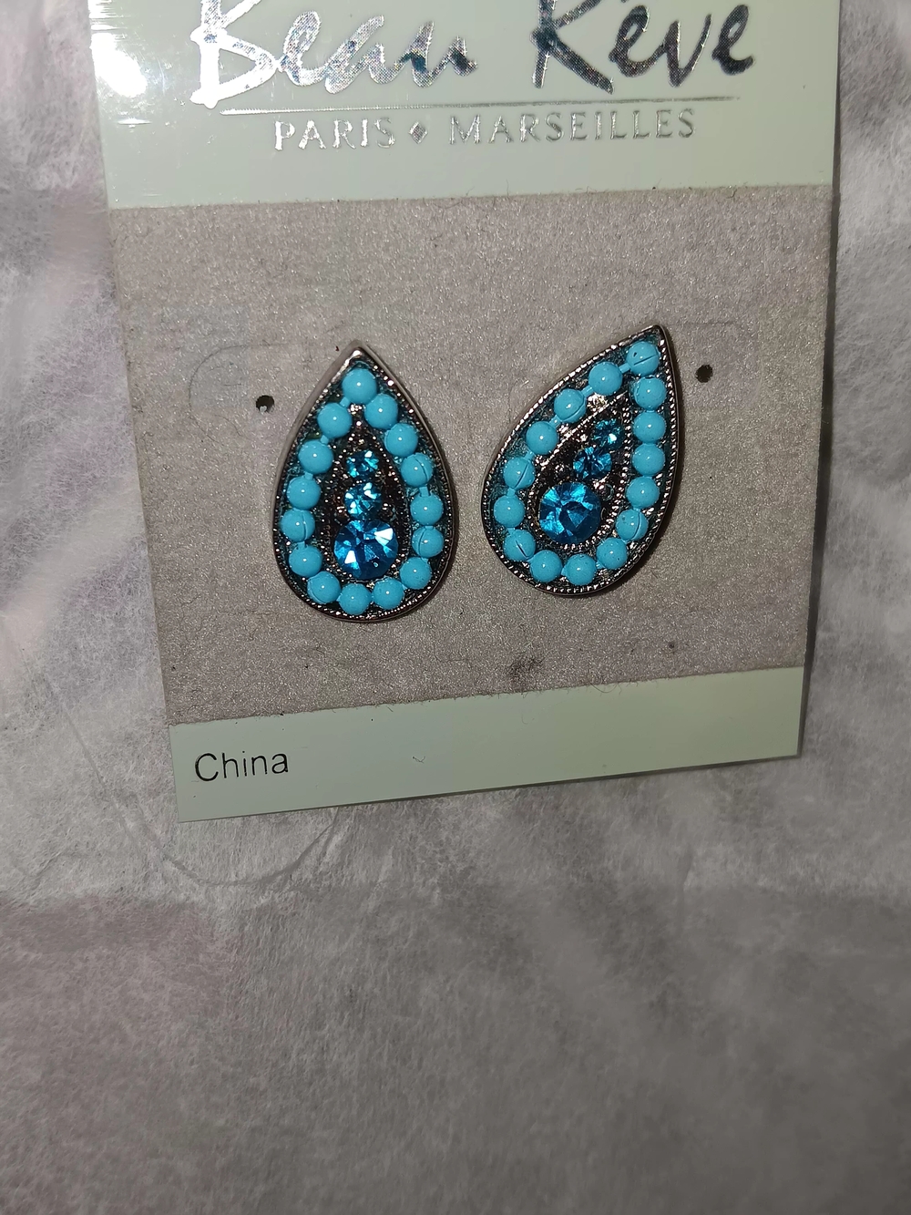 Turquoise Teardrop Crystal Earrings